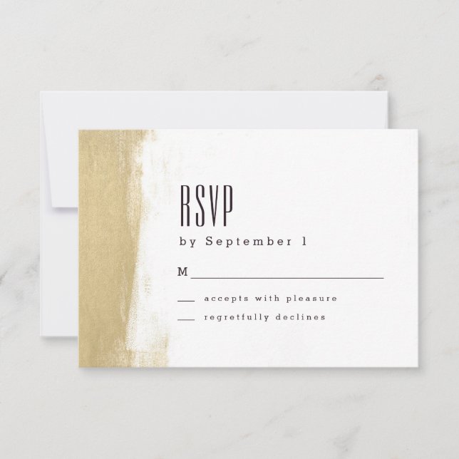 Gilded Brush Wedding RSVP Card Karte (Vorderseite)