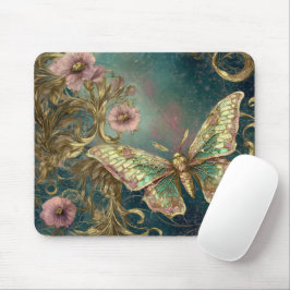 Gilded Butterfly Garden - Art Nouveau Garden Mousepad