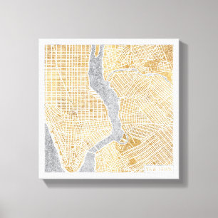 Gilded City Map von New York Leinwanddruck