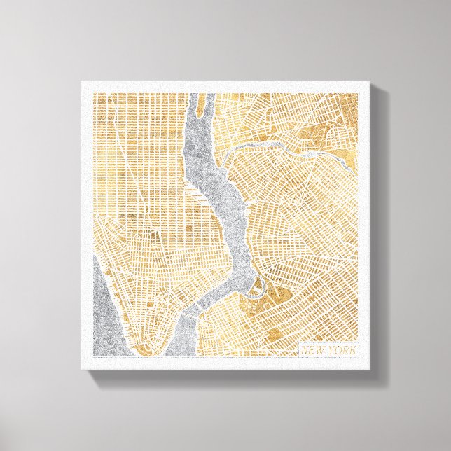 Gilded City Map von New York Leinwanddruck (Vorderseite)