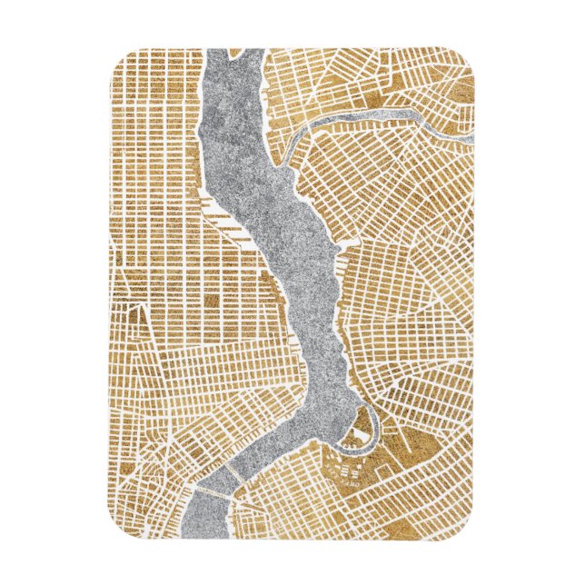 Gilded City Map von New York Magnet (Vertikal)