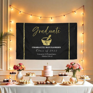 Gilded Dark Chalkboard Pharmacy School Abschluss Banner