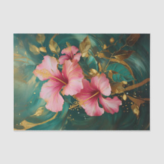 Gilded Double Pink Hibiskus Blooms, Formal Blume Seidenpapier