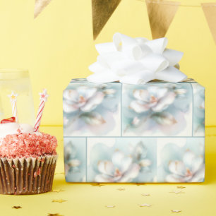 Gilded Edge White Magnolia Blossom Geschenkpapier