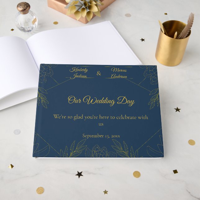 Gilded Elegance Hochzeit Gästebuch (Vorderseite Offen)