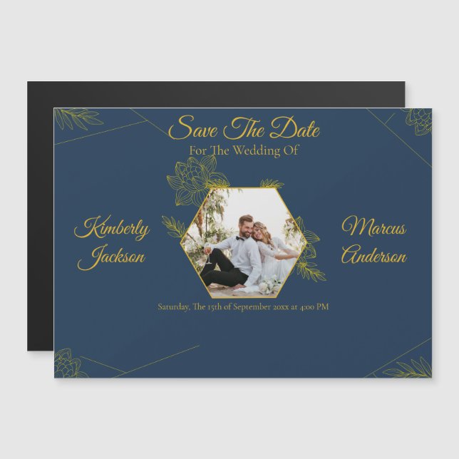 Gilded Elegance Hochzeit Save The Date Magnet (Vorne/Hinten)