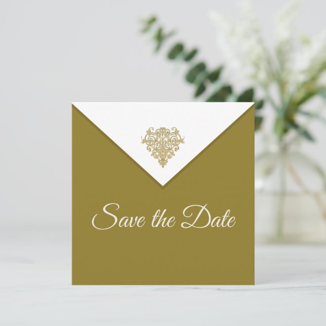 Gilded Elegance Save the Date (Stehend Vorderseite)
