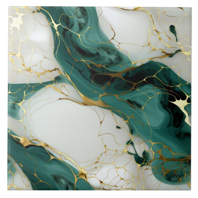 Gilded Emerald Flow Keramik Tile Fliese (Vorderseite)