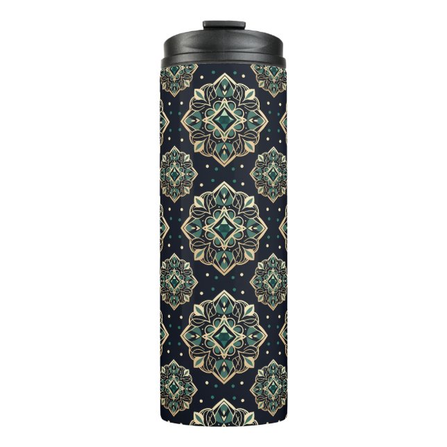 Gilded Emerald Mandala Thermosbecher (Vorderseite)