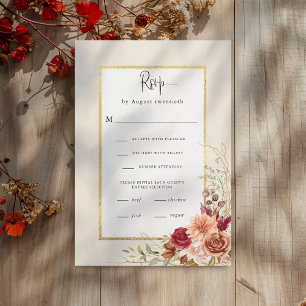 Gilded Fall Terracotta Floral RSVP Karte