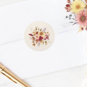 Gilded Fall Terracotta Floral Runder Aufkleber