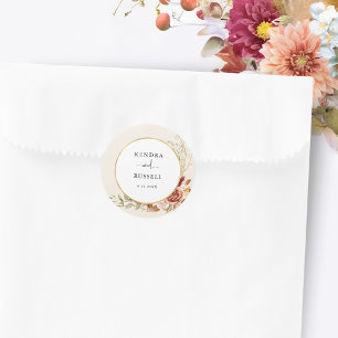 Gilded Fall Terracotta Floral Runder Aufkleber