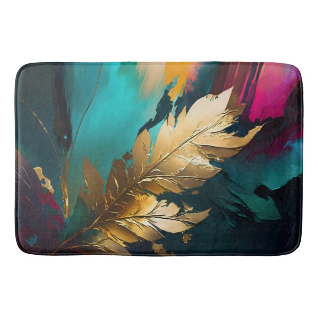 Gilded Feather – Luxe Abstract Elegance Badematte (Vorderseite)