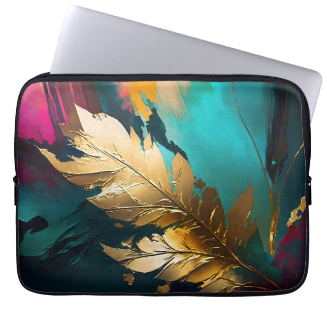Gilded Feather – Luxe Abstract Elegance Laptopschutzhülle (Vorderseite)