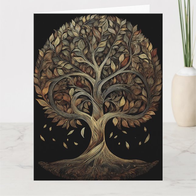 Gilded Fibonacci Tree Art Card Karte (Vorderseite)
