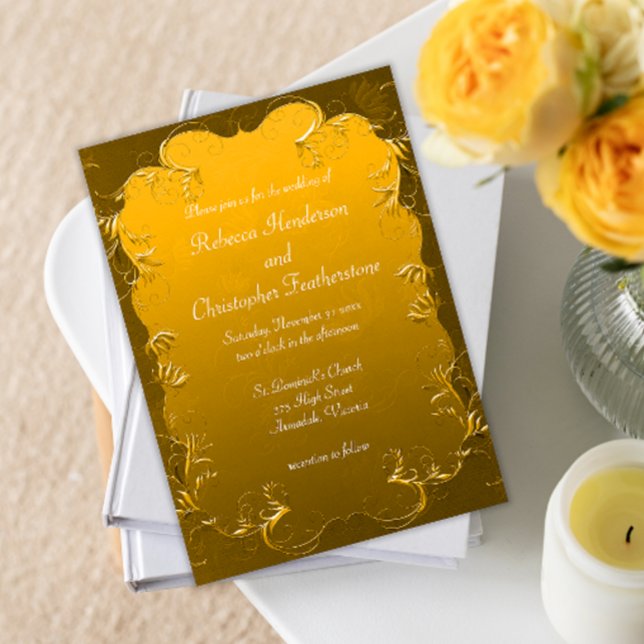 Gilded Filigree Vintag Gold Wedding Einladung (Von Creator hochgeladen)