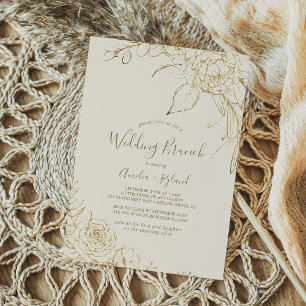 Gilded Floral   Cream and Gold Wedding Brunch Einladung
