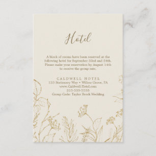 Gilded Floral   Cream & Gold Hotel Enclosure Card Begleitkarte
