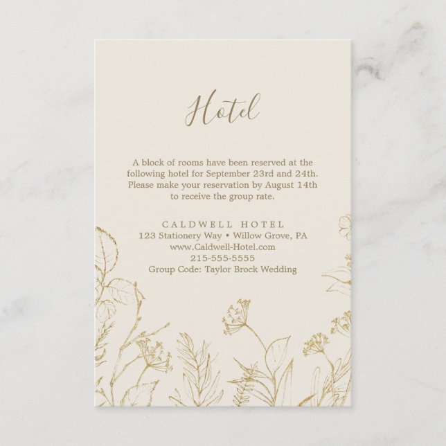 Gilded Floral | Cream & Gold Hotel Enclosure Card Begleitkarte (Vorderseite)