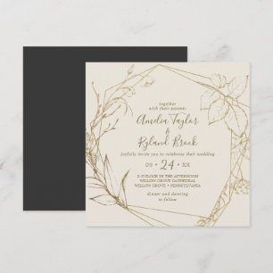 Gilded Floral Creme and Gold Geometric Wedding Einladung