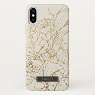 Gilded Floral Creme and Gold Personalisiert Name Case-Mate iPhone Hülle