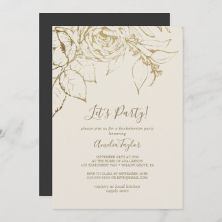 Gilded Floral | Creme und Gold Let's Party Einladung