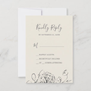 Gilded Floral Einfache RSVP-Karte für Creme und RSVP Karte