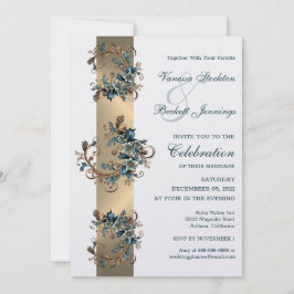 Gilded Floral Elegance Wedding Einladung