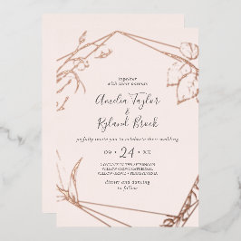 Gilded Floral Front & Back Rose Gold Foil Hochzeit Folieneinladung