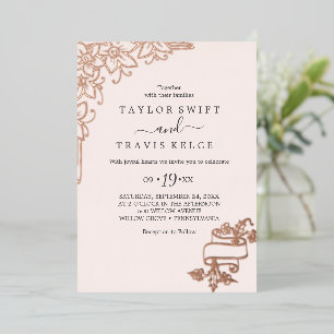 Gilded Floral   Gold Foil Burgundy All-in-One Folieneinladung