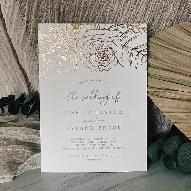 Gilded Floral | Gold Foil Cream The Wedding of Folieneinladung (Von Creator hochgeladen)