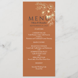 Gilded Floral Gold Wedding Menu Menükarte