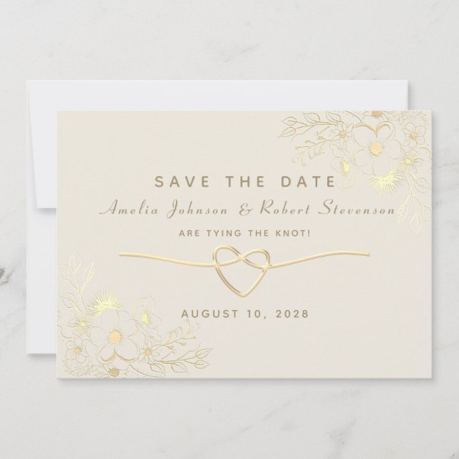 Gilded Floral Gold Wedding rettet das Datum Save The Date (Vorderseite)