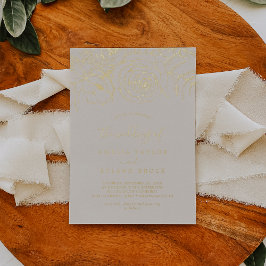 Gilded Floral | Goldfoil Elfenbeinhochzeit Folieneinladung