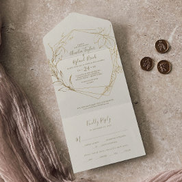 Gilded Floral | Hochzeit von Creme und Gold All In One Einladung