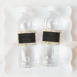 Gilded Floral   Hochzeit von Creme und Gold Wasserflaschenetikett