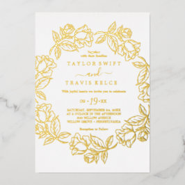 Gilded Floral | Hochzeit von Goldfräsen Folieneinladung