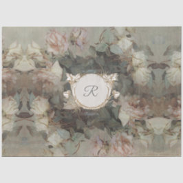 Gilded Floral Impressionism Monogram Decoupage Art Seidenpapier