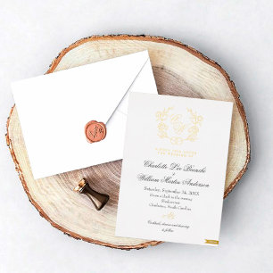 Gilded Floral Monogram Wedding Einladungen