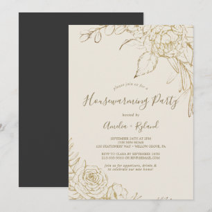 Gilded Floral Party zur Aufwärmung von Creme und Einladung