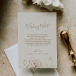 Gilded Floral Rose Cream Wedding Wishing Well Card Begleitkarte<br><div class="desc">Diese vergoldete Blumen-Rose Sahne Hochzeit wünschen eine gute Karte ist perfekt für eine elegante Hochzeit. Das moderne boho-Design besticht durch eine skurrile Anordnung von Imitaten mit vergoldeten Blume, Blätter und Botanicals auf cremefarbenem Hintergrund. Personalisieren Sie diese Einladungskarte mit Ihren Namen und ein kurzes Gedicht, das Sie sich wünschen. Bitte beachten...</div>