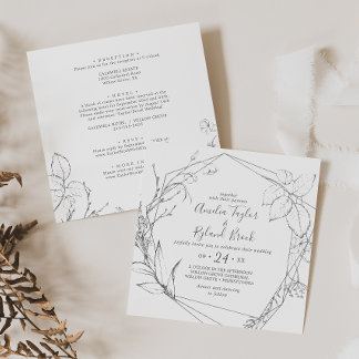 Gilded Floral | Silber & Weiß auf einer Hochzeit Einladung