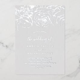 Gilded Floral | Silberstreifen grau beim Hochzehen Folieneinladung