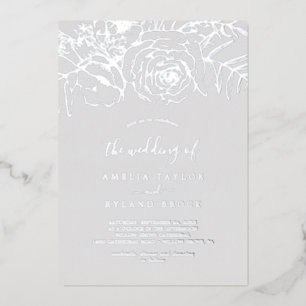 Gilded Floral   Silberstreifen grau beim Hochzehen Folieneinladung