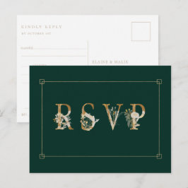 Gilded Floral Wedding RSVP Song Einladung