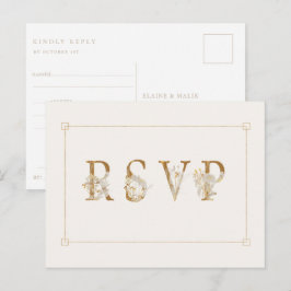 Gilded Floral Wedding RSVP Song Request Einladungspostkarte