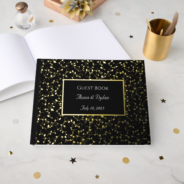 Gilded Foil Wedding Guest Book Gästebuch (Vorderseite offen)