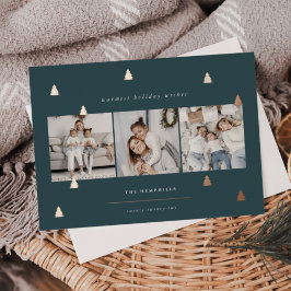 Gilded Forest | Elegante Weihnachts-FotoCollage Folien Feiertagskarte