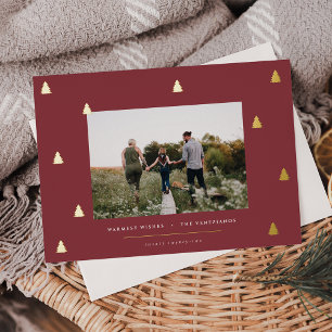 Gilded Forest Elegantes Weihnachts-Foto Folien Feiertagskarte