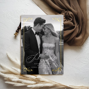 Gilded Formal Frame Foto Wedding Save the Date Folieneinladung